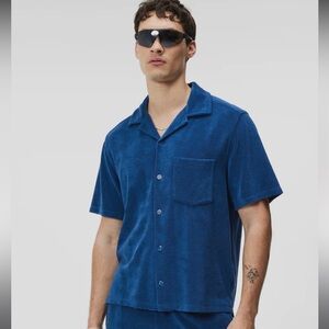 J.Lindeberg Ted Terry Short Sleeve Resort Shirt Men’s Size Medium New Blue